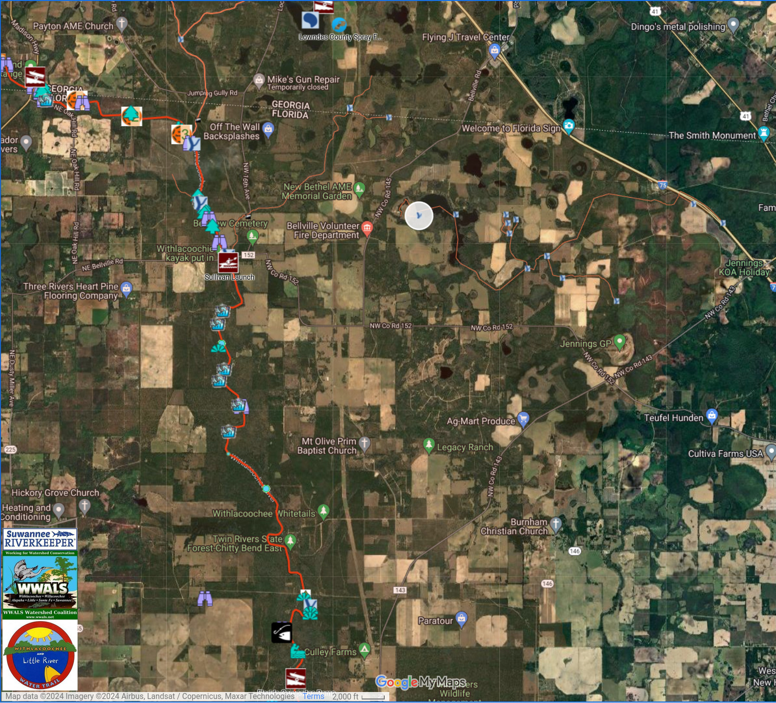 Map: Lake Octahatchee and Flying J in WLRWT