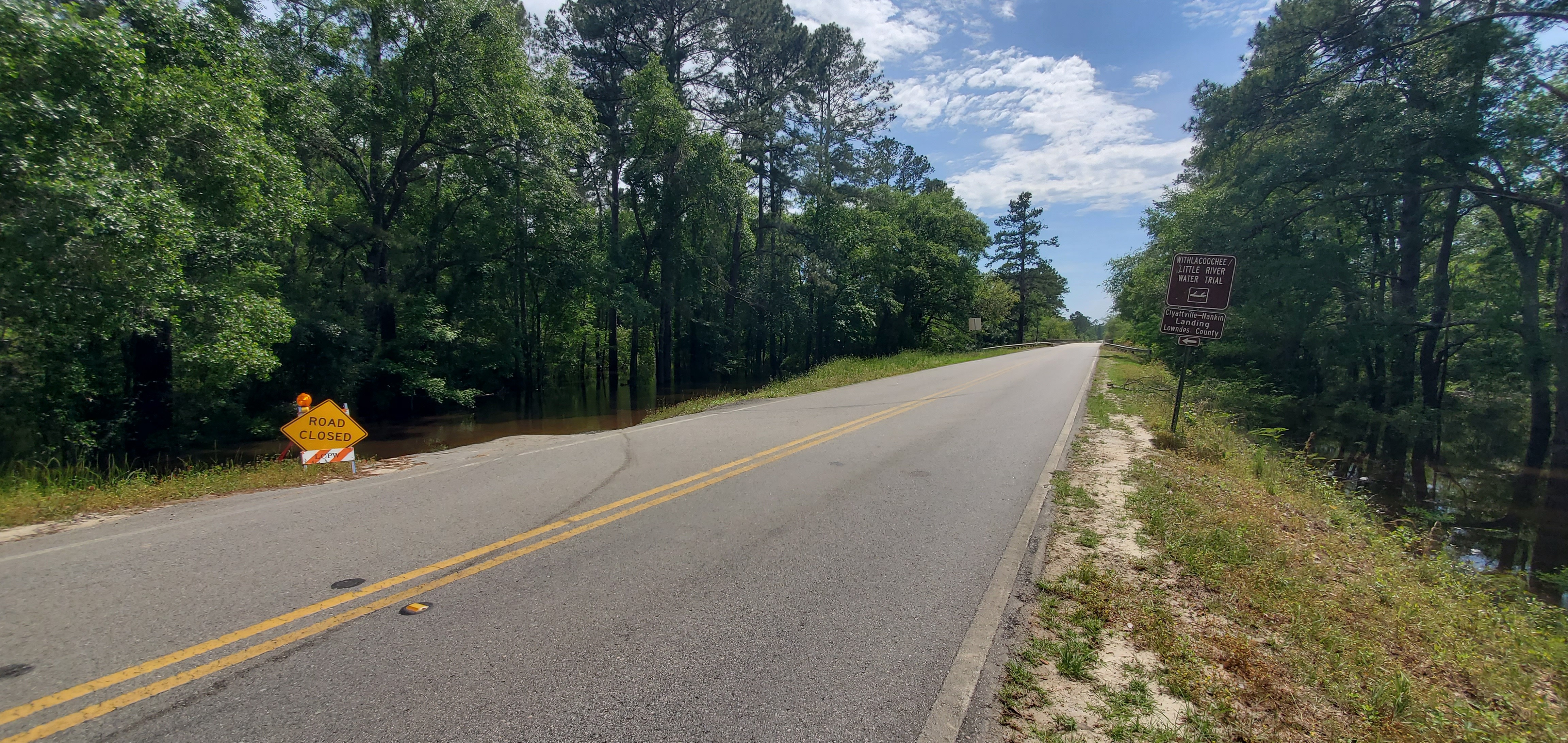 Road sign, Clyattville-Nankin Boat Ramp, Withlacoochee River, 2024-04-16, 15:17:13, 30.6760552, -83.3932064