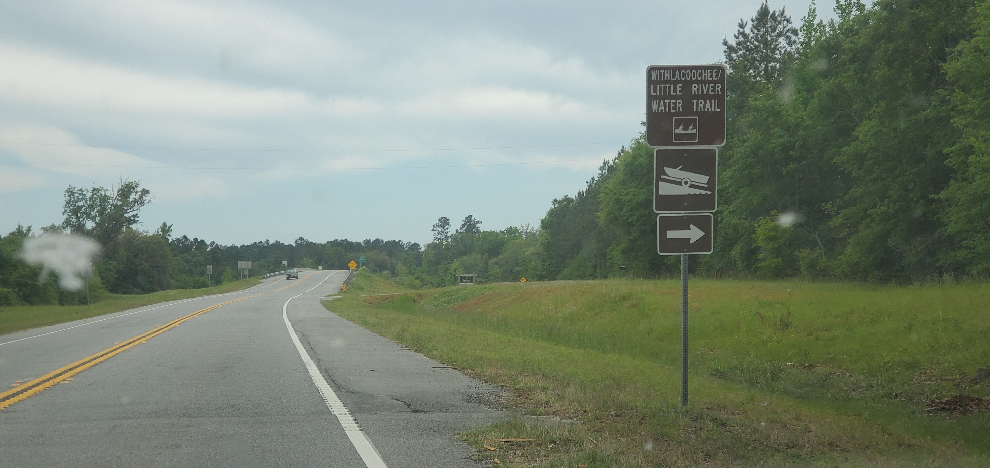 Road sign, State Line Boat Ramp, Withlacoochee River, Withlacoochee River, 2024-04-16, 14:31:19, 30.6394910, -83.3108360