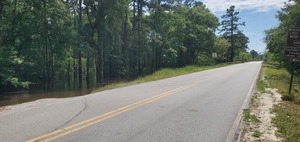 [Water on entrance road, Clyattville-Nankin Boat Ramp, Withlacoochee River, 2024-04-16, 15:17:19, 30.6760552, -83.3932064]