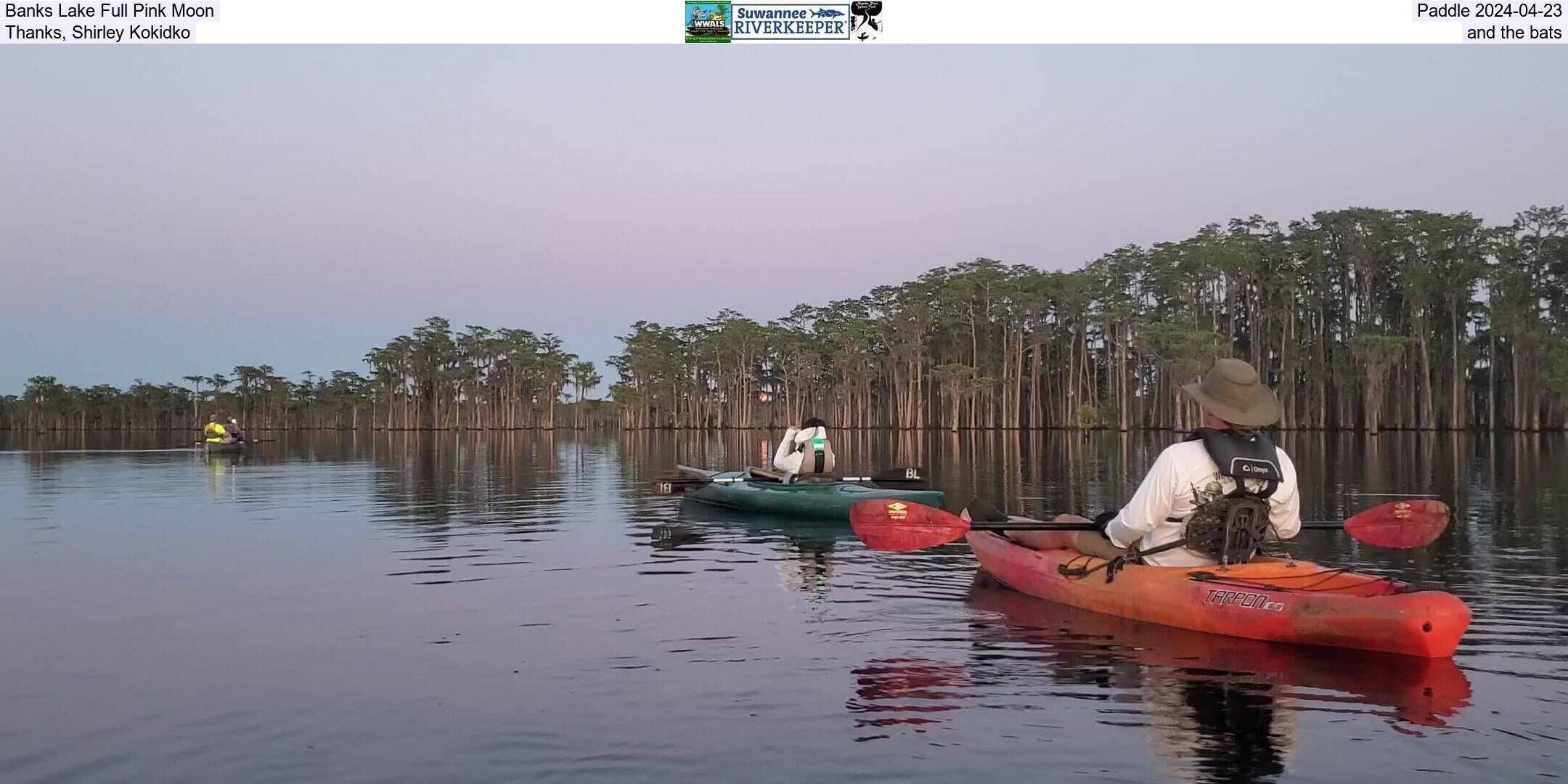 Banks Lake Full Pink Moon, Paddle 2024-04-23, Thanks, Shirley Kokidko, and the bats