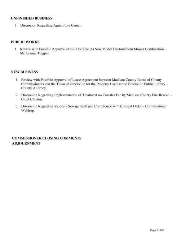 3. Discussion Regarding Valdosta Sewage Spill and Compliance with Consent Order — Commissioner Waldrep.