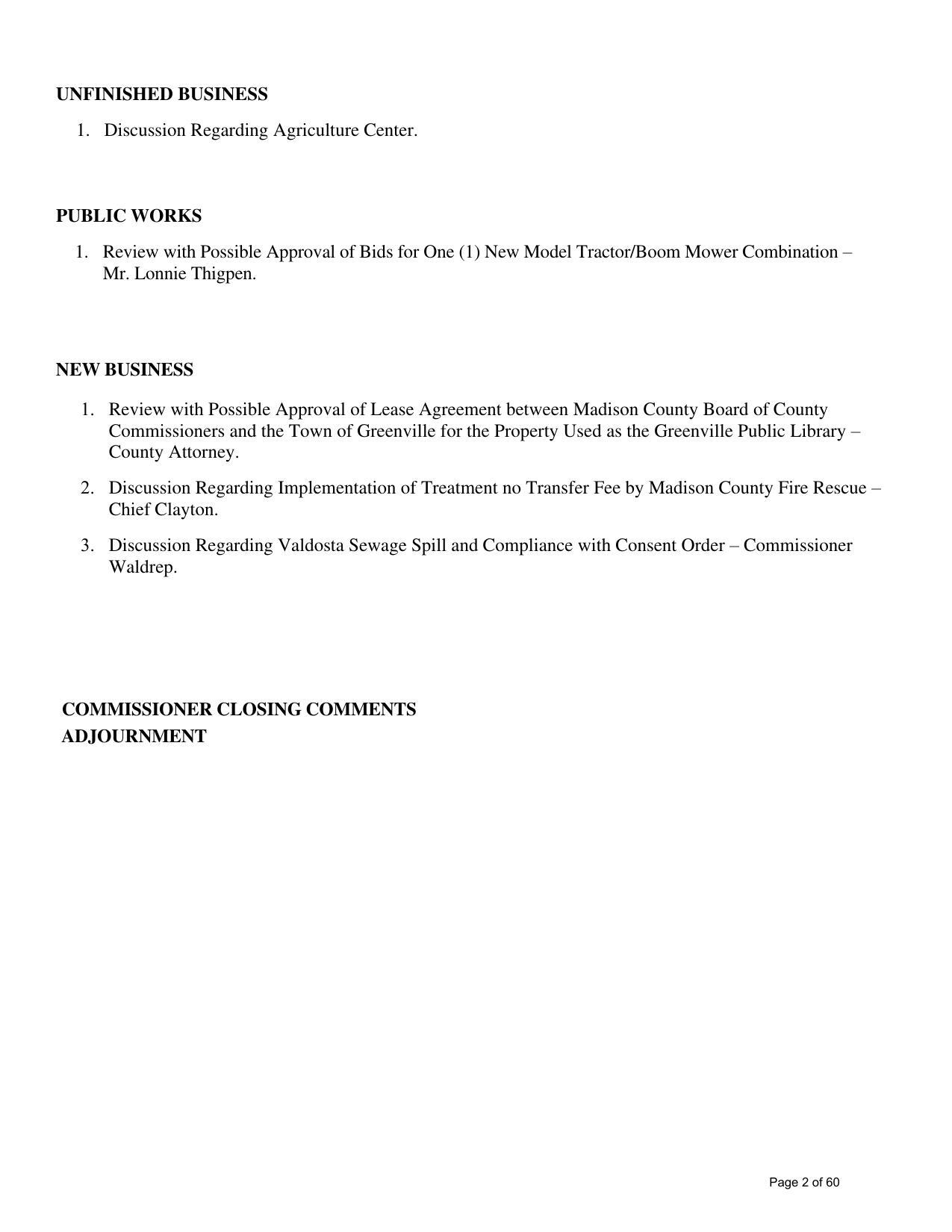 3. Discussion Regarding Valdosta Sewage Spill and Compliance with Consent Order — Commissioner Waldrep.