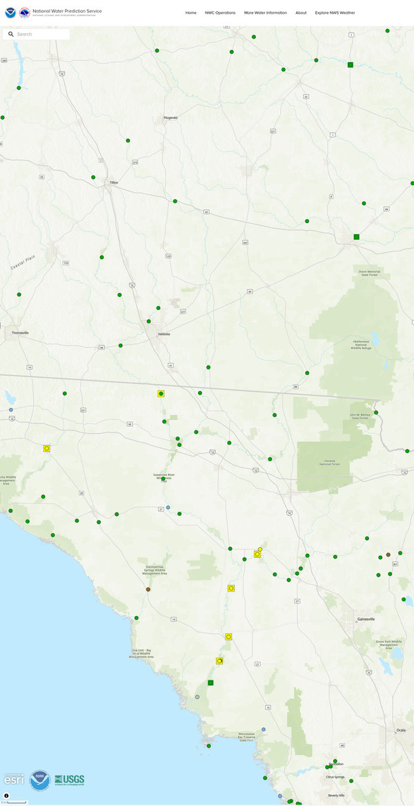 [Map: Suwannee River Basin, water.noaa.gov 2024-05-10]