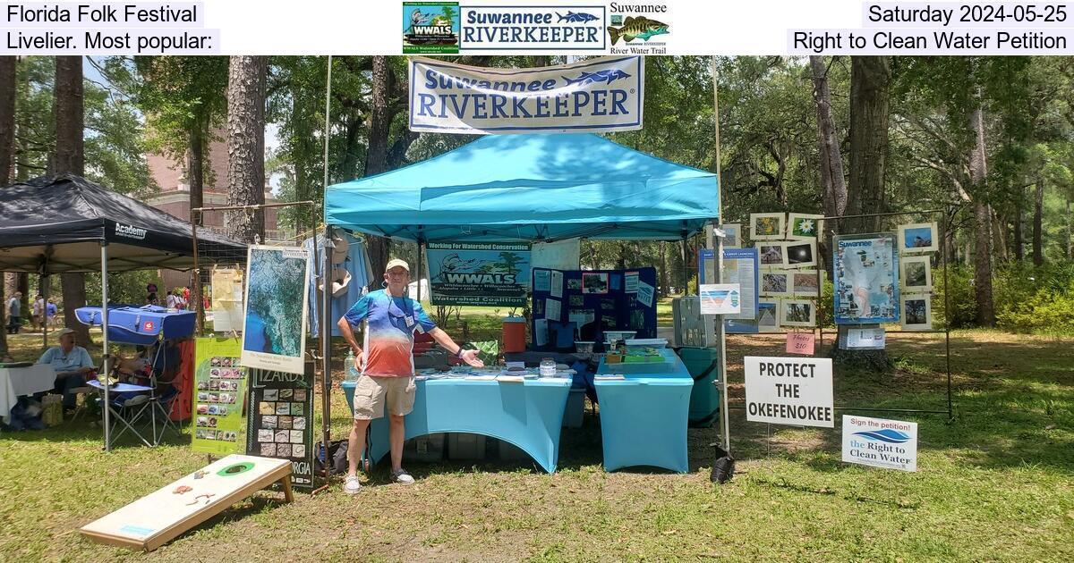 Florida Folk Festival, Saturday 2024-05-25, Livelier. Most popular:, Right to Clean Water Petition