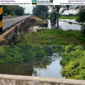 [Little Alapaha River, @ US 41 2024-05-25, Alapaha River in Action Stage @ US 41, 78.22 NAVD88 Jennings Gauge]