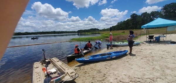 Camper canoe coming back, Mohawk canoe going out, 12:30:42