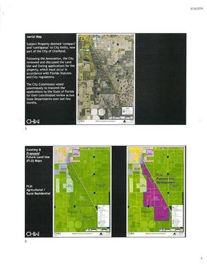 [Maps: Aerial, Existing & Proposed Future Land Use (FLU)]