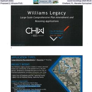 [Applicant slides, sound recordings 2024-06-24, Proposed 2,109-acre PUD, Chiefland, FL, Manatee Springshed]