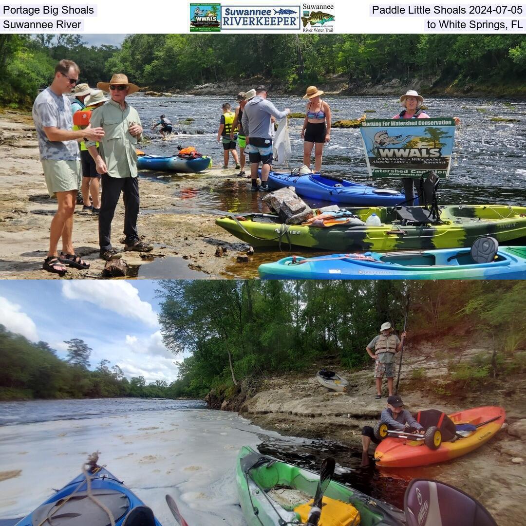 Portage Big Shoals, Paddle Little Shoals 2024-07-05, Suwannee River, to White Springs, FL