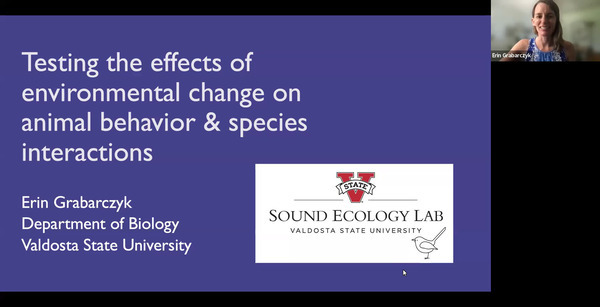 Testing the effects of environmental change on animal behavior & species interactions, Erin Grabarczyk Department of Biology, Valdosta State University