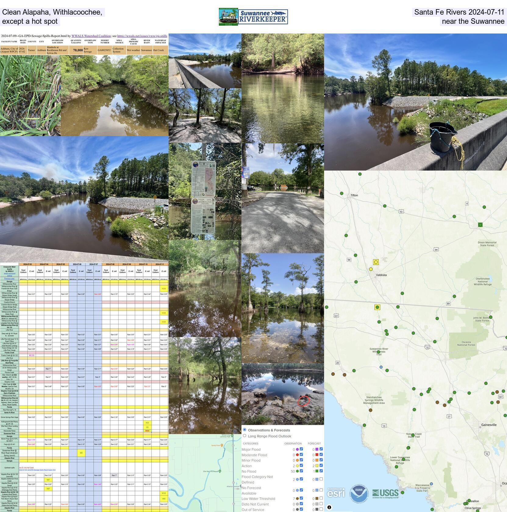 Clean Alapaha, Withlacoochee, Santa Fe Rivers 2024-07-11, except a hot spot near the Suwannee