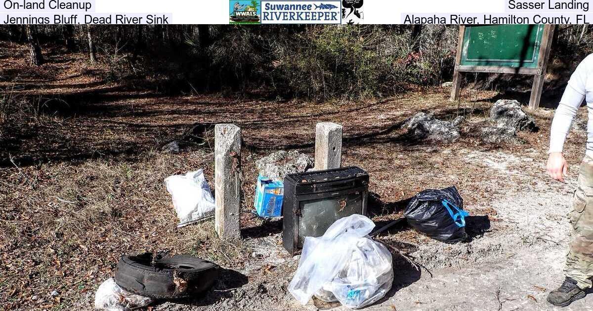 On-land Cleanup, Sasser Landing, Jennings Bluff, Dead River Sink, Alapaha River, Hamilton County, FL