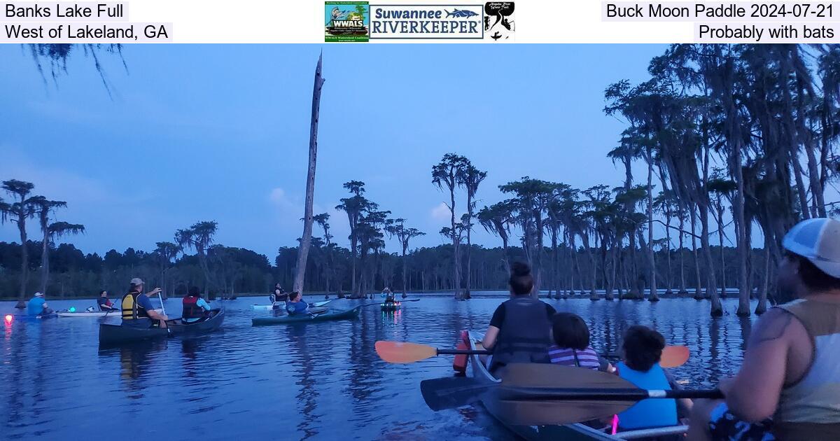 Banks Lake Full Buck Moon Paddle 2024-07-21, West of Lakeland, GA, Probably with bats