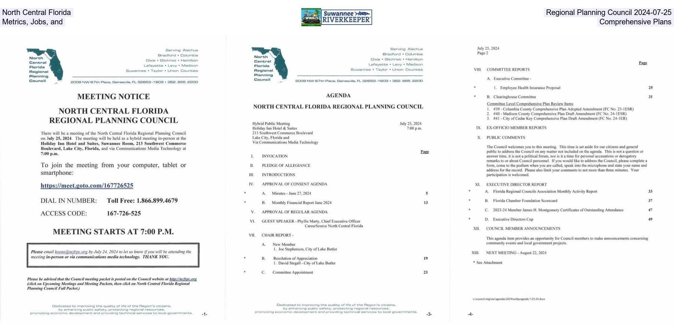 North Central Florida Regional Planning Council 2024-07-25, Metrics, Jobs, and Comprehensive Plans