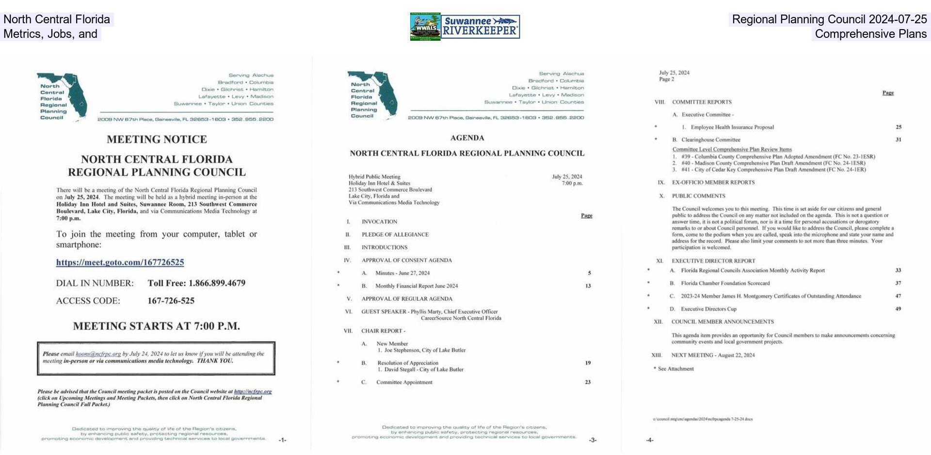 North Central Florida Regional Planning Council 2024-07-25, Metrics, Jobs, and Comprehensive Plans