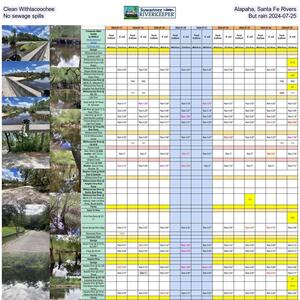 [Clean Withlacoochee, Alapaha, Santa Fe Rivers, No sewage spills, But rain 2024-07-25]