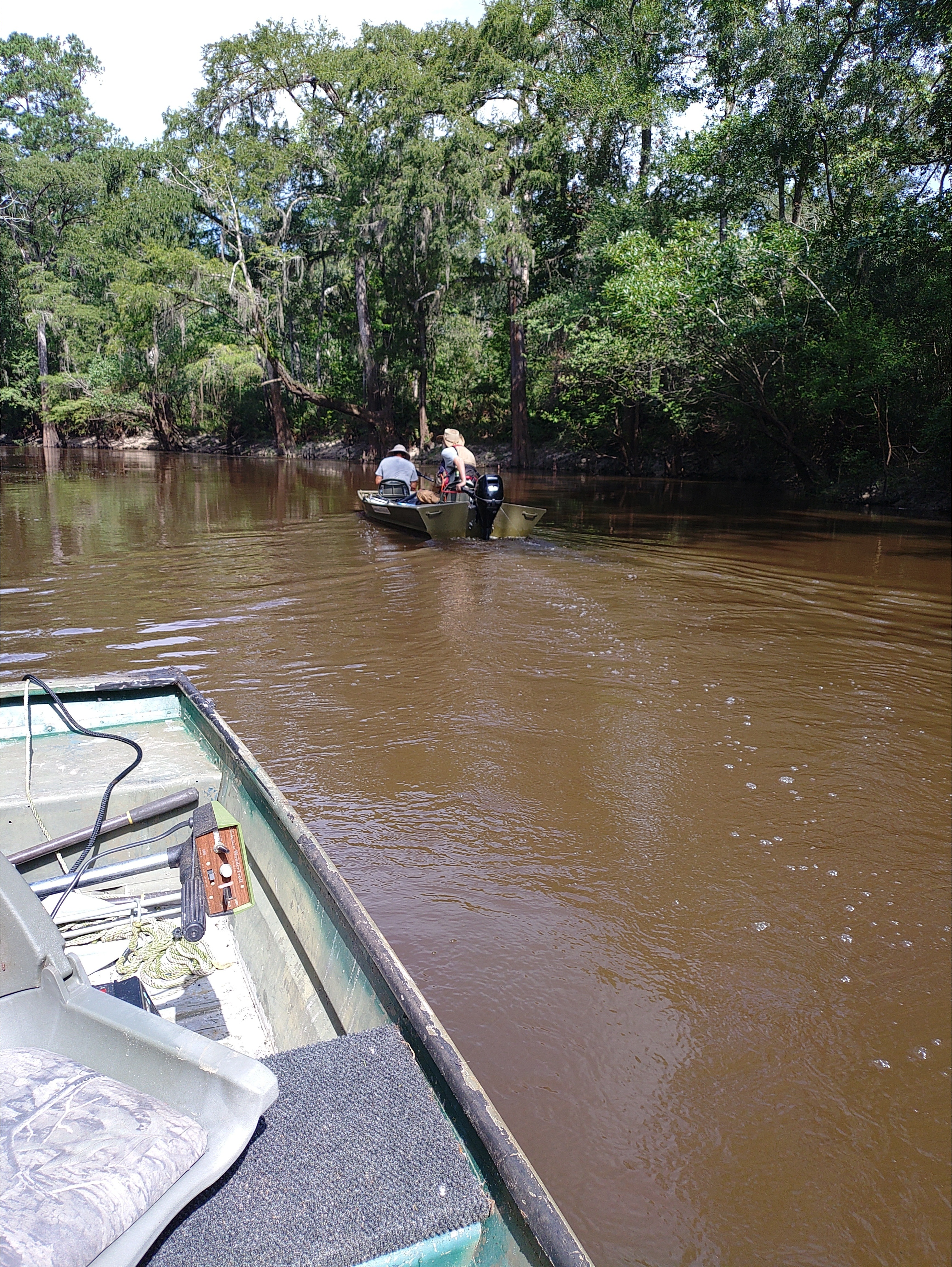 Quen Metzler and John S. Quarterman with the WWALS 9.9 hp outboard --Phil Royce, 2024:07:27 10:46:54