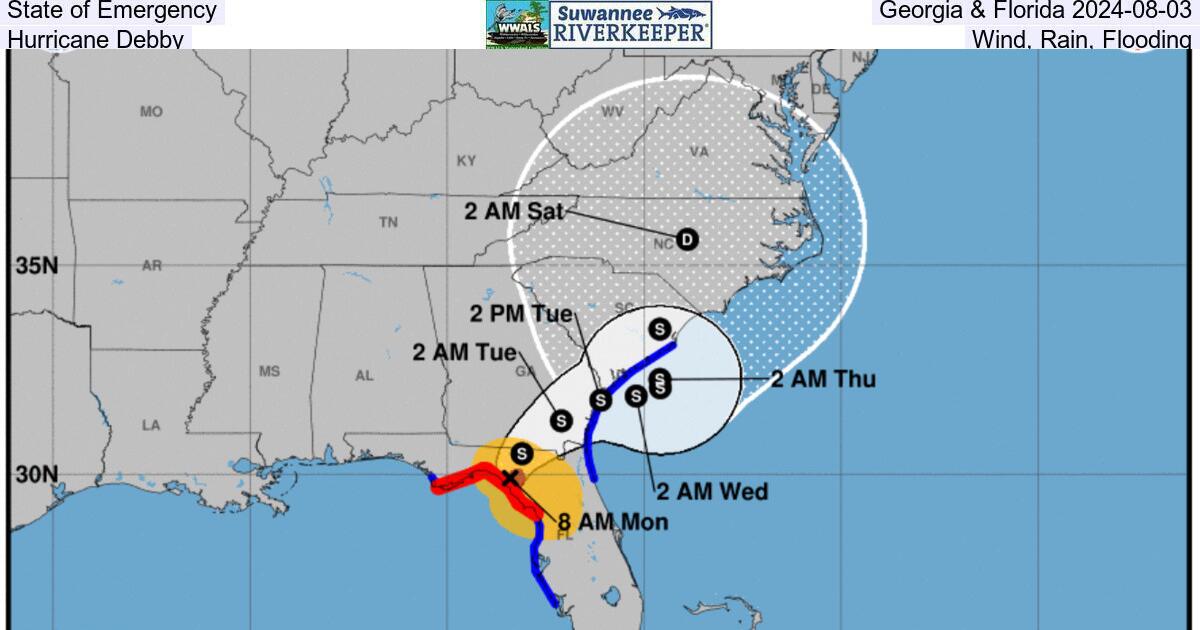 State of Emergency, Georgia & Florida 2024-08-03, Hurricane Debby, Wind, Rain, Flooding