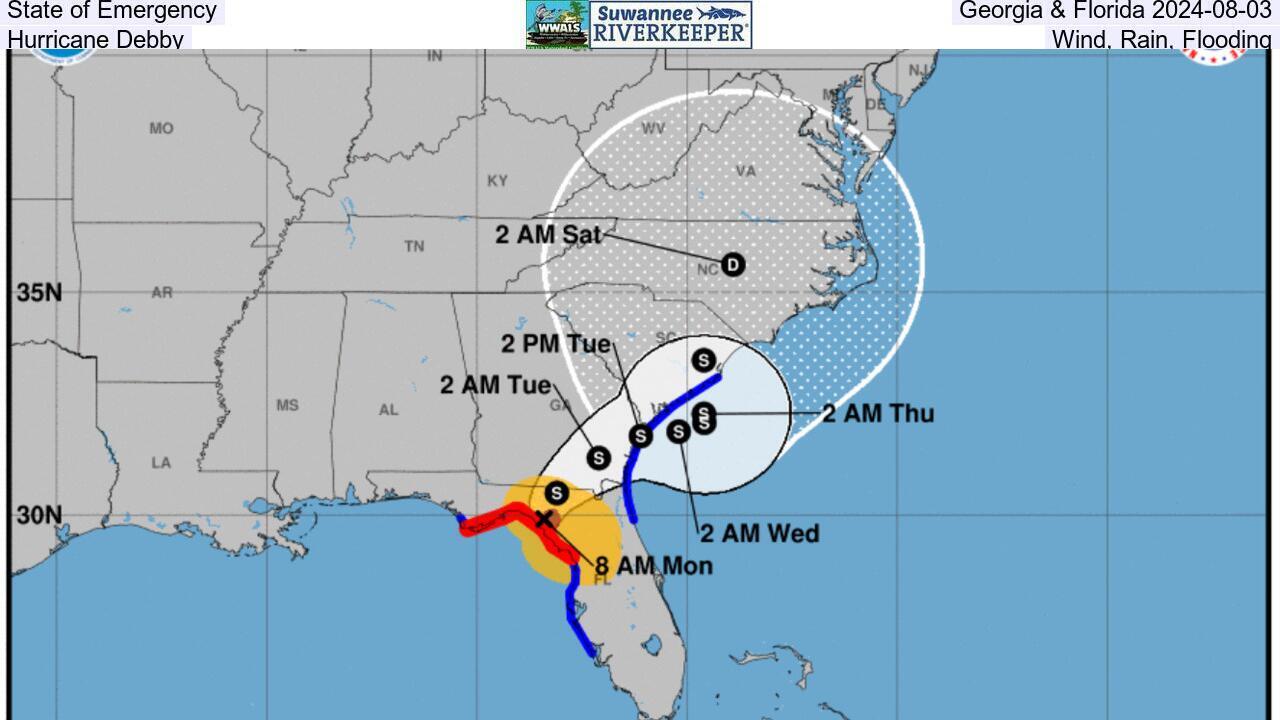 State of Emergency, Georgia & Florida 2024-08-03, Hurricane Debby, Wind, Rain, Flooding