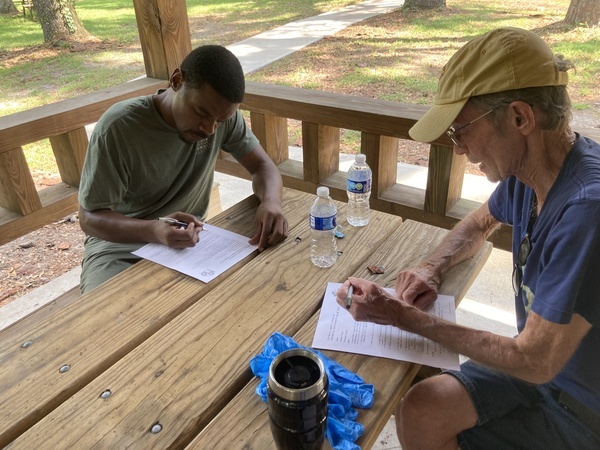 Mac James and Jeff Cummins taking the test