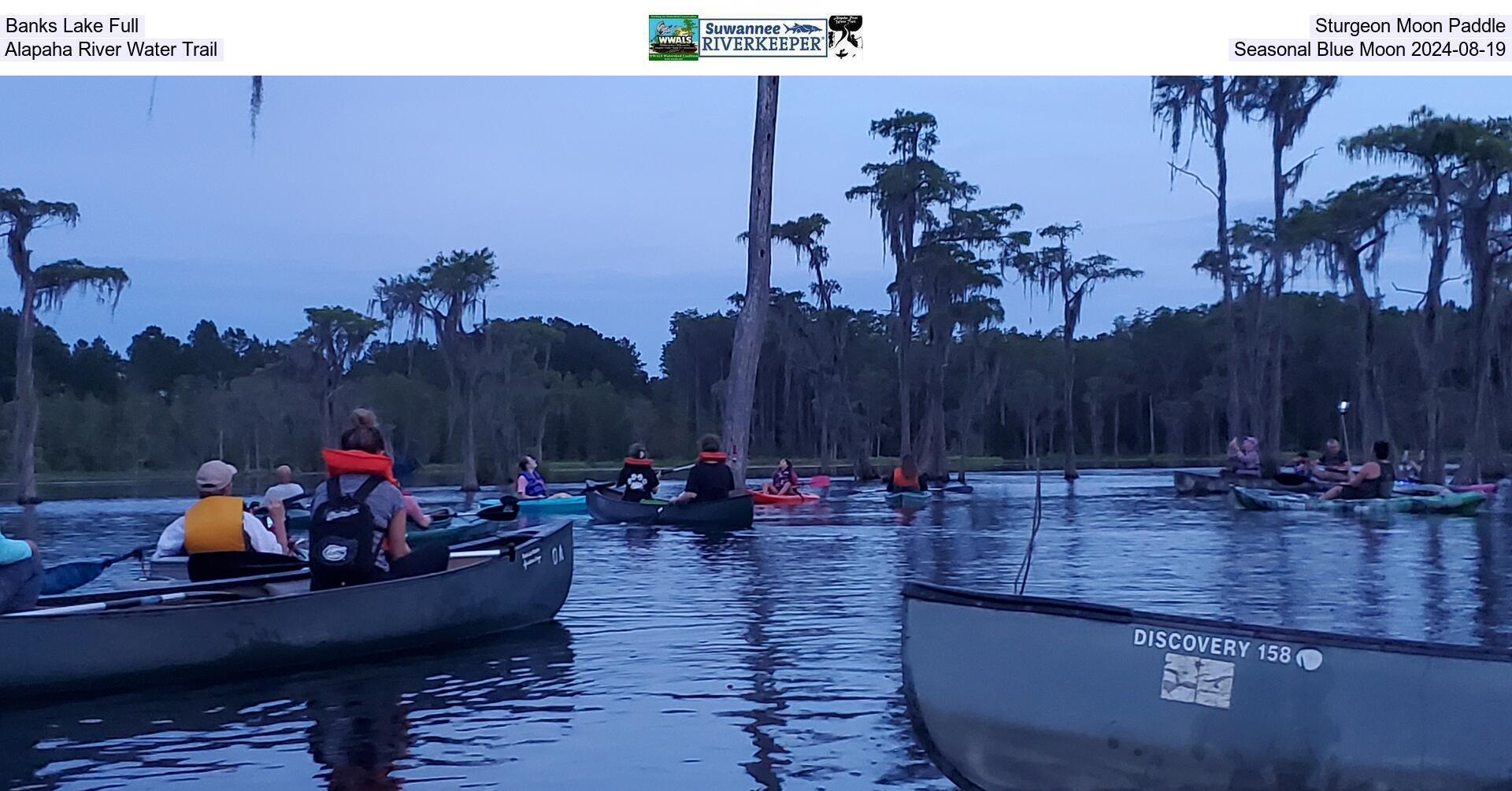 Banks Lake Full, Sturgeon Moon Paddle, Alapaha River Water Trail, Seasonal Blue Moon 2024-08-19