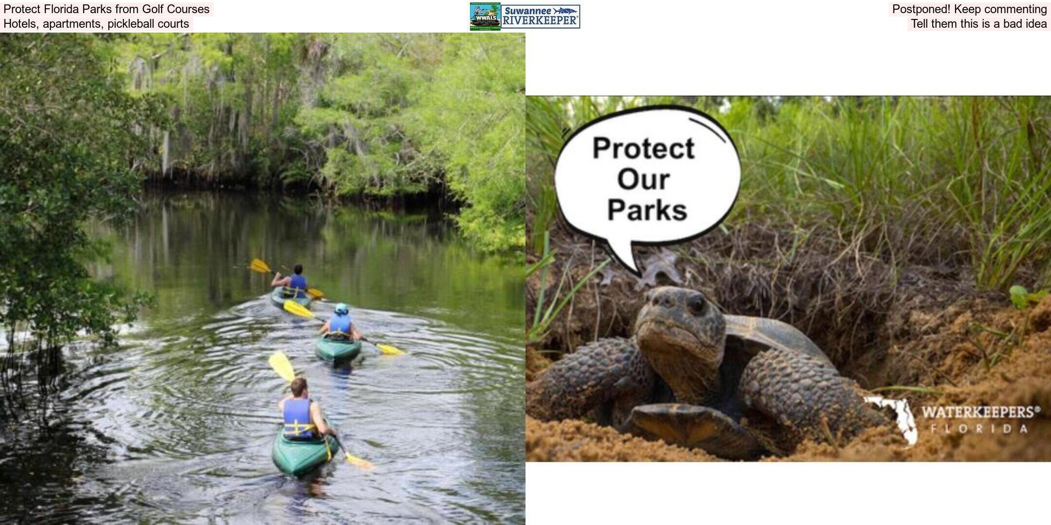 Protect Florida Parks from Golf Courses, Hotels, apartments, Pickleball courts