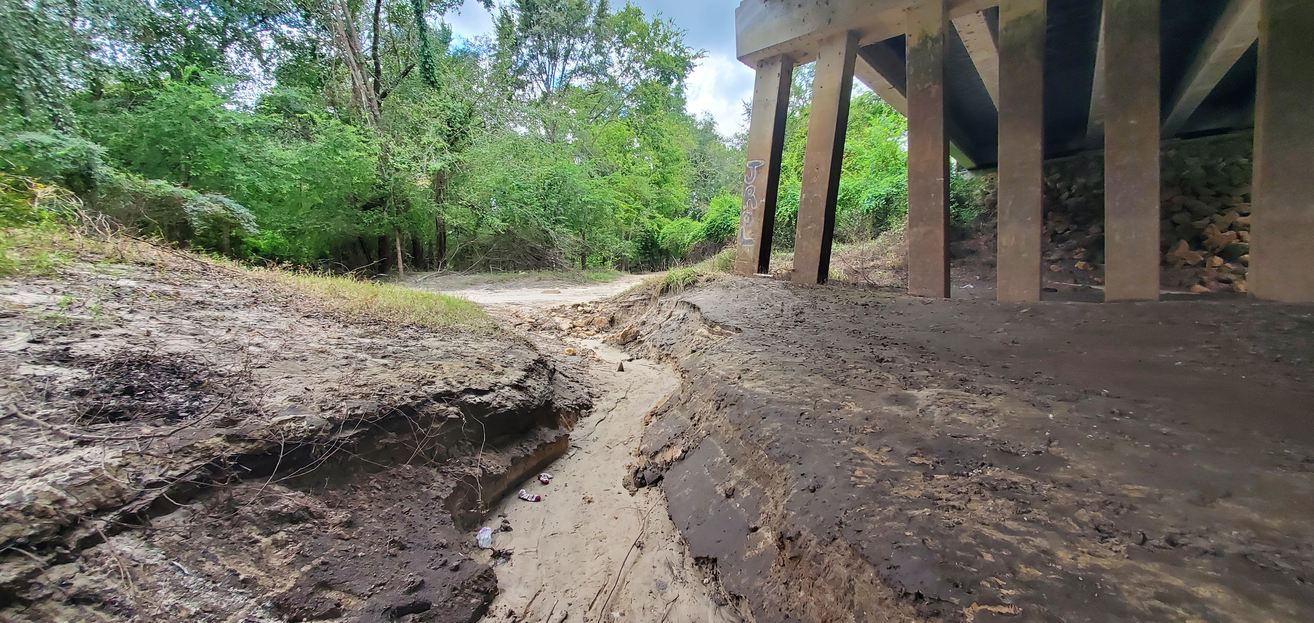 Looking up from Alapaha River to US 41 Bridge, 14:17:57, 30.5287572, -83.0390289