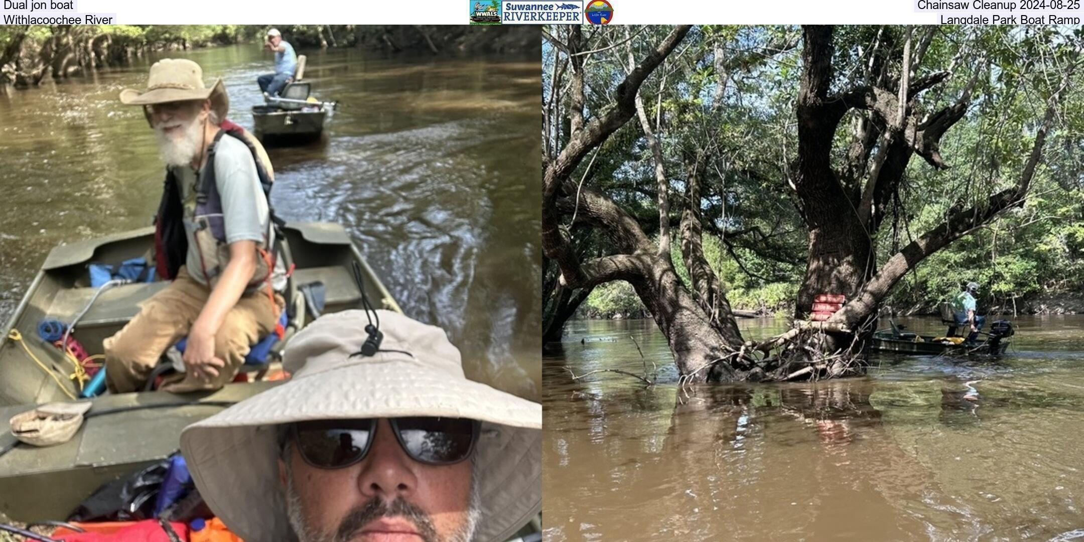 Dual jon boat Chainsaw Cleanup, Withlacoochee River, Langdale Park Boat Ramp 2024-08-25