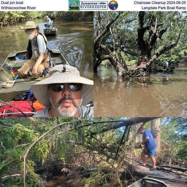 Dual jon boat Chainsaw Cleanup, Withlacoochee River, Langdale Park Boat Ramp 2024-08-25