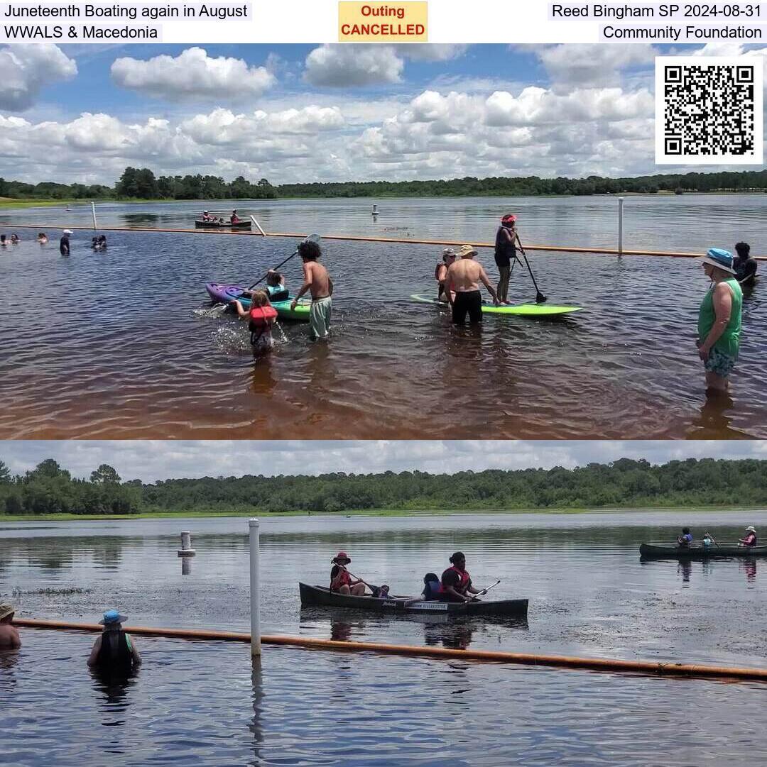 Juneteenth Boating again in August, Reed Bingham SP 2024-08-31, WWALS & Macedonia Community Foundation