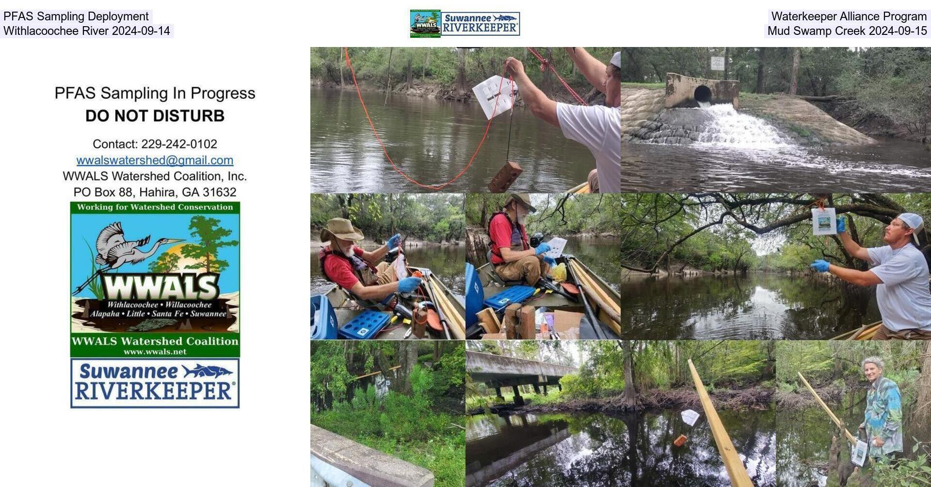 PFAS Sampling Deployment, Waterkeeper Alliance Program, Withlacoochee River 2024-09-14, Mud Swamp Creek 2024-09-15