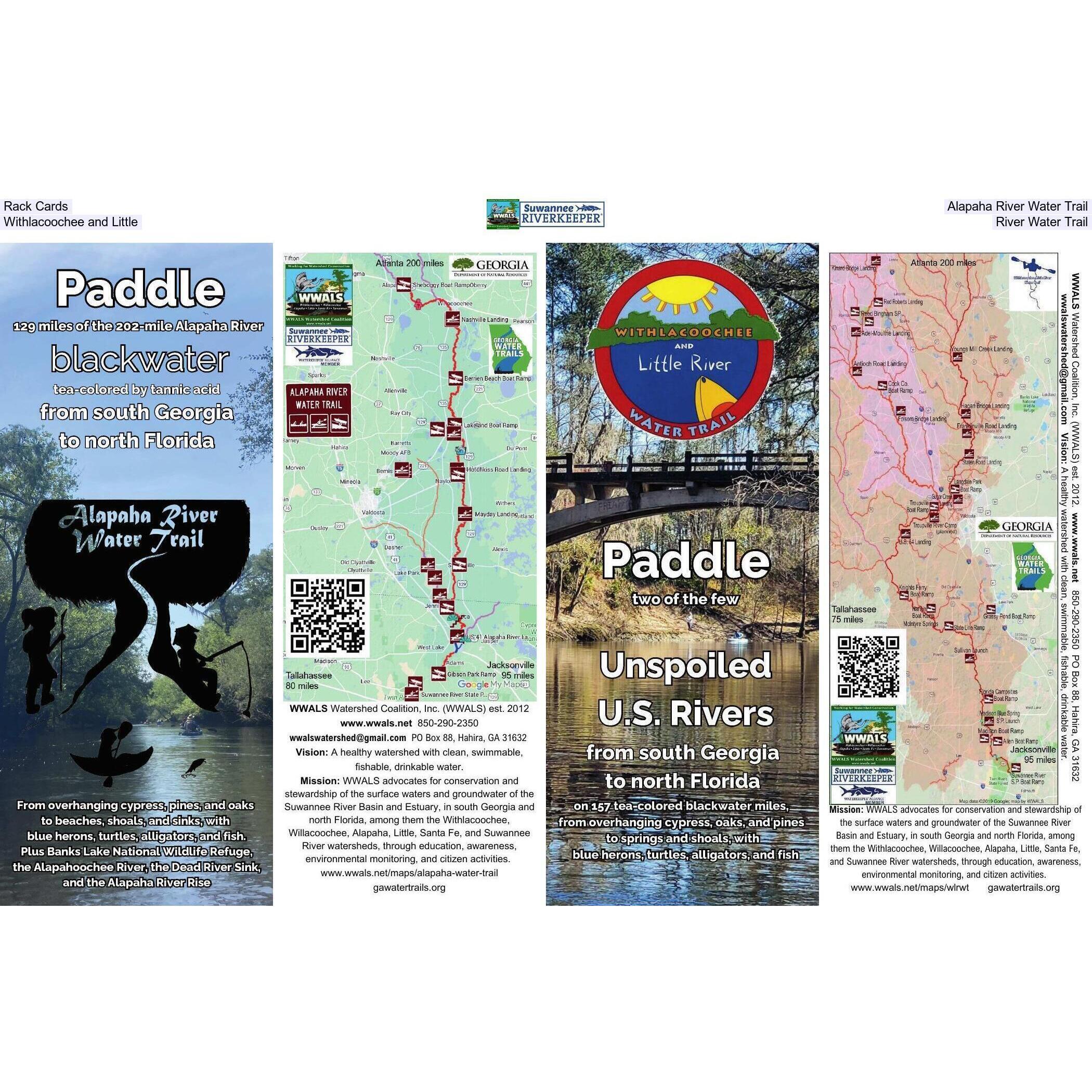 Rack Cards for the Alapaha River Water Trail and the Withlacoochee and Little River Water Trail 2024-09-30