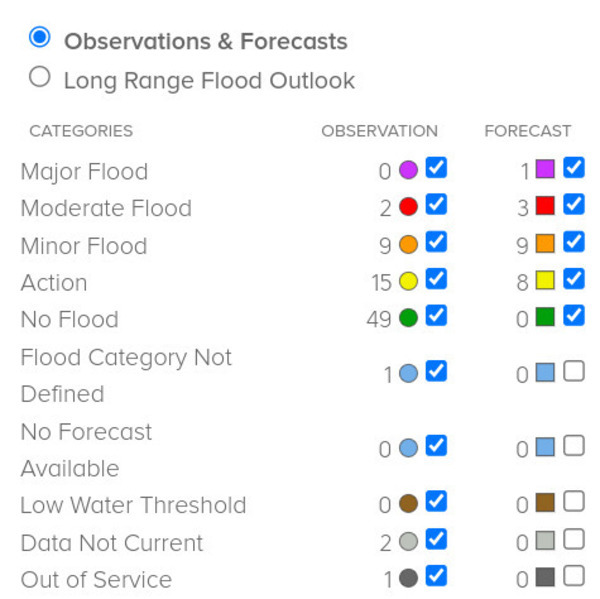 Legend: NOAA River Gauges 2024-10-04