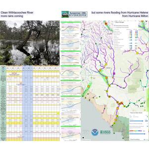 [Clean Withlacoochee River, but downstream Alapaha, Withlacoochee, Santa Fe, and Suwannee Rivers rivers flooding from Hurricane Helene, and more rains coming from Hurricane Milton.]