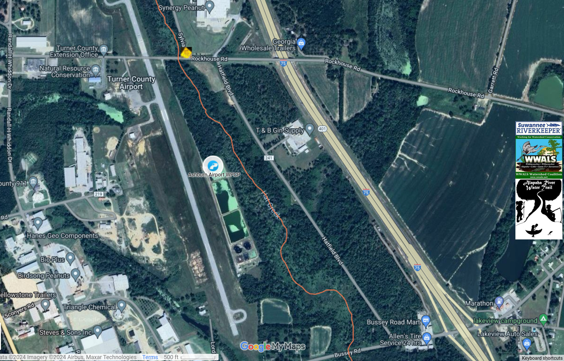 Map: Ashburn Airport WTP and Sylvia Drive in ARWT