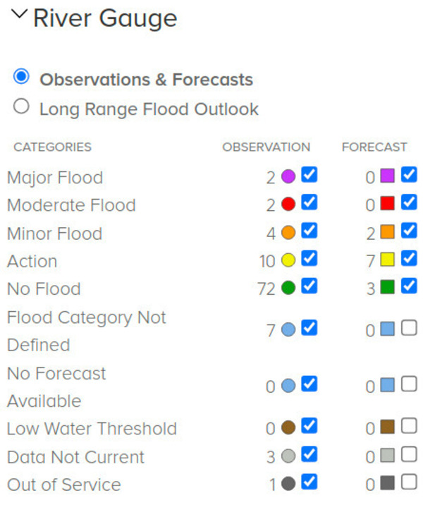 Legend: NOAA River Gauges 2024-10-18