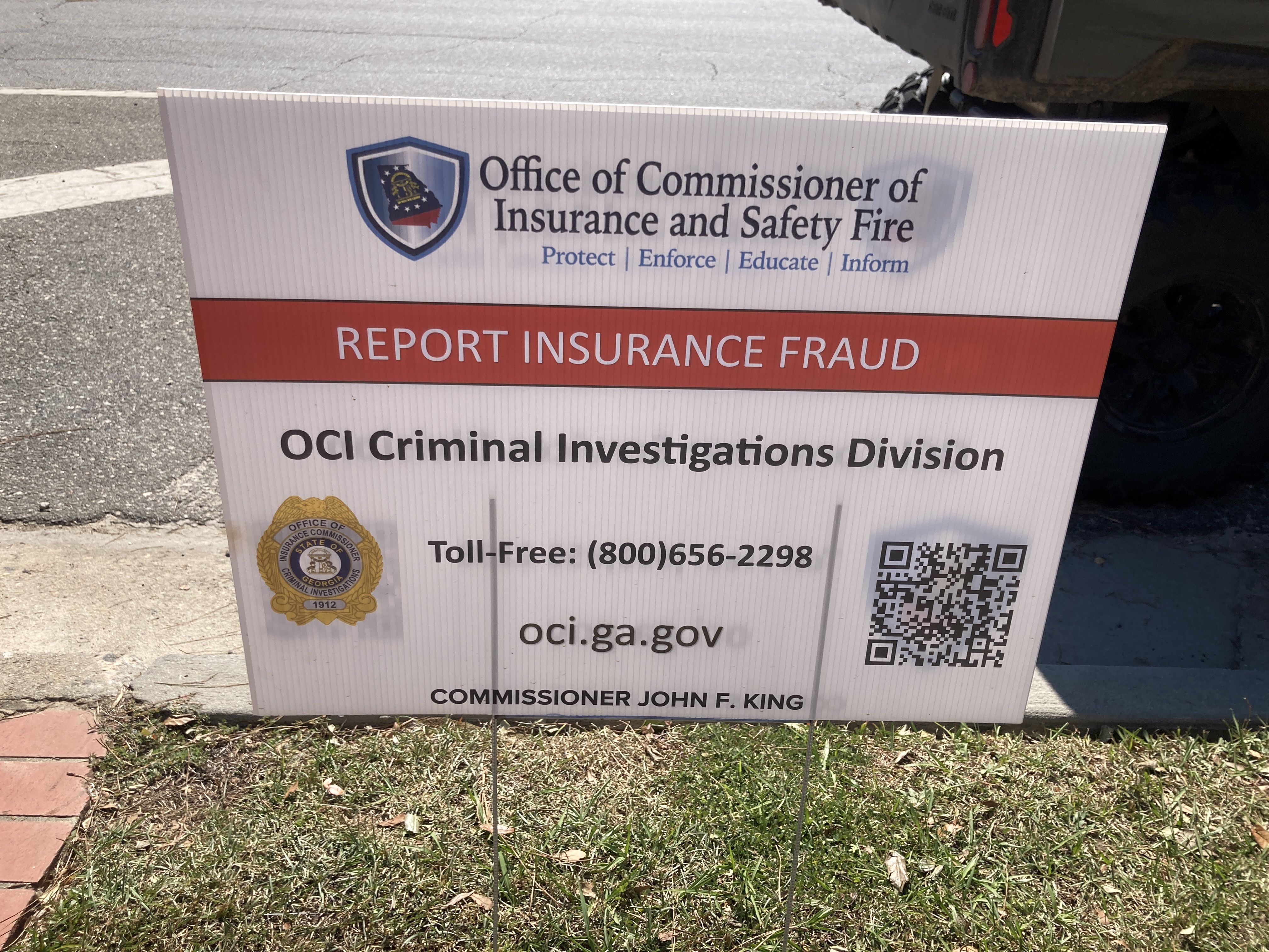 Report Insurance Fraud --Gretchen Quarterman, 13:26:39, 30.7851139, -83.5601361