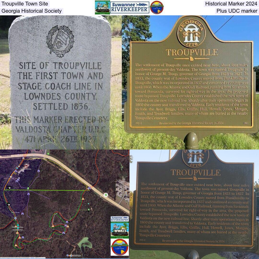 Troupville Town Site Historical Marker 2024, Georgia Historical Society, Plus UDC marker