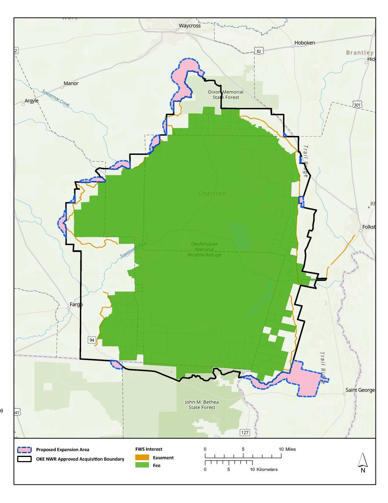 Scoping map for minor expansion proposal of okefenokee NWR