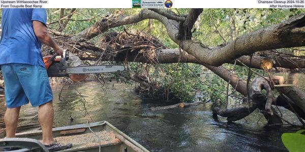 Upstream Withlacoochee River Chainsaw Cleanup 2024-10-26, From Troupville Boat Ramp, After Hurricane Helene