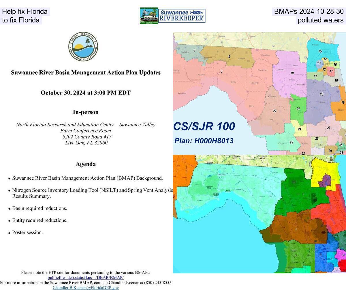 Help fix Florida BMAPs to fix Florida polluted waters 2024-10-28-30