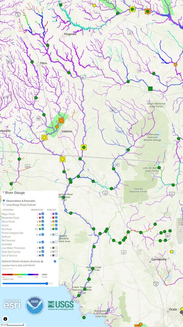 [Map: NOAA River Gauges 2024-11-08]