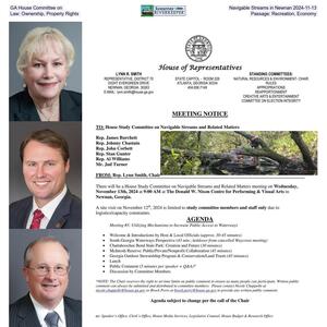 [Georgia House Study Committee on Navigable Streams in Newnan 2024-11-13: Law: Ownership, Property Rights; Passage: Recreation, Economy]