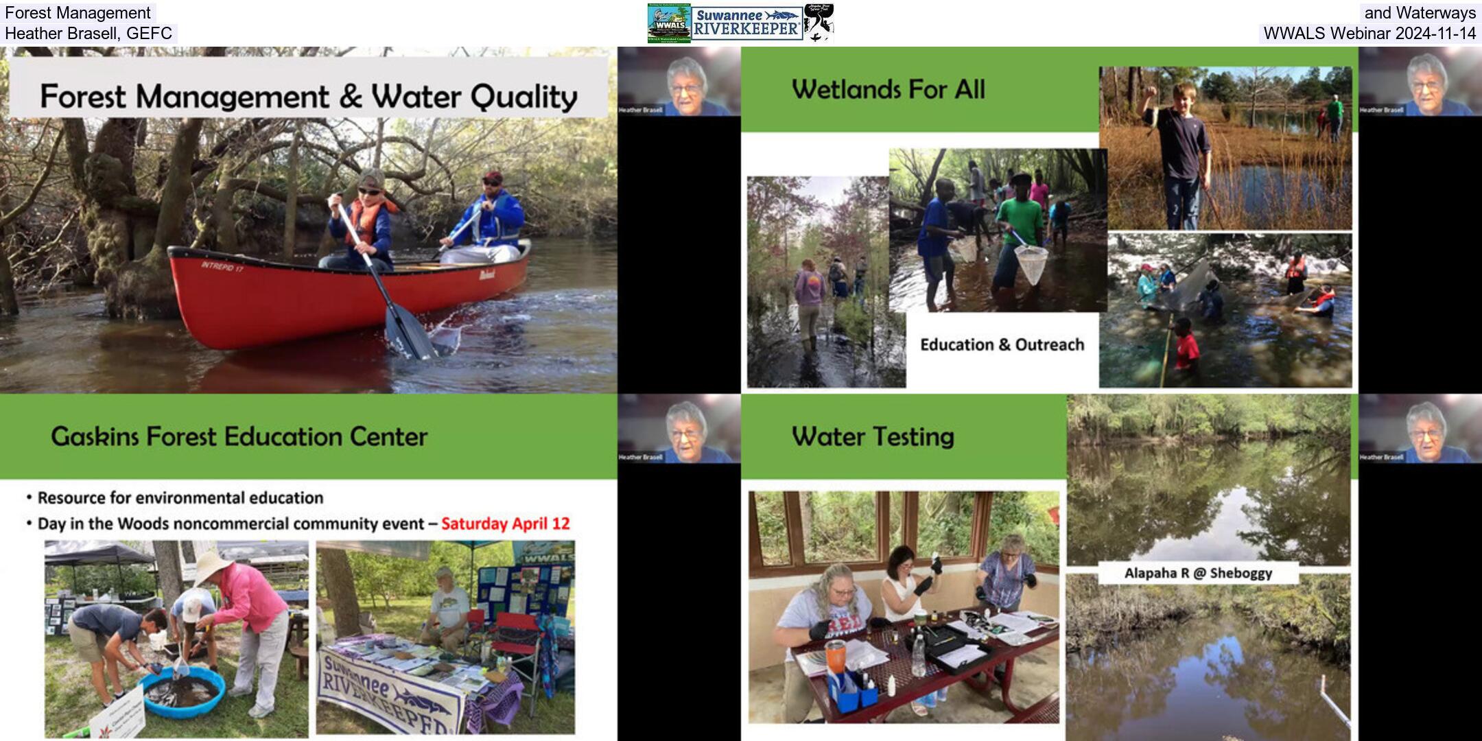 Forest Management and Waterways, Heather Brasell, GEFC, WWALS Webinar 2024-11-14