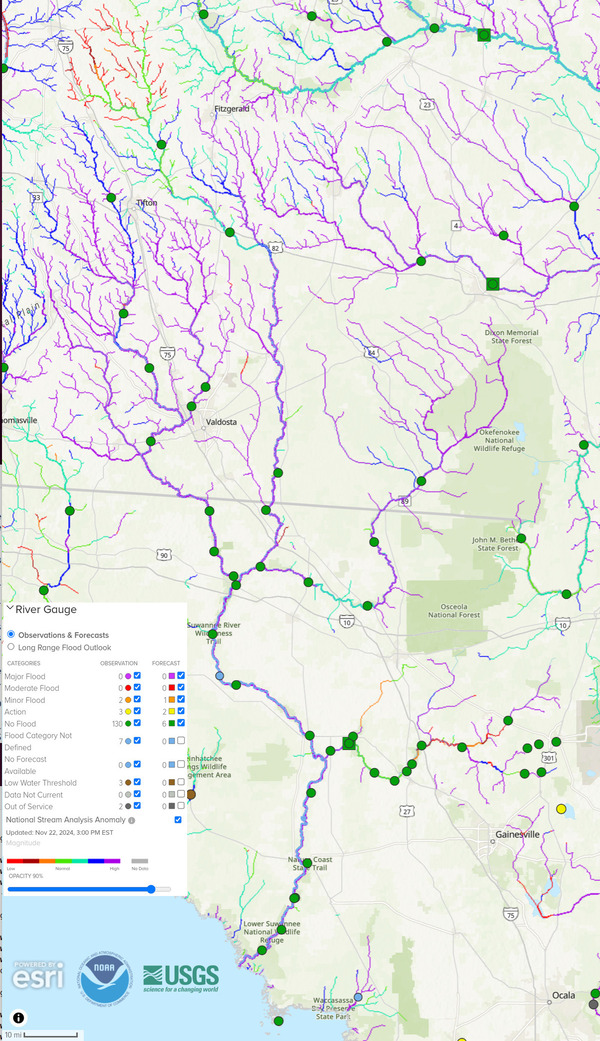 [Map: NOAA River Gauges 2024-11-22]