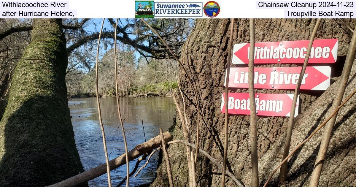 Withlacoochee River Chainsaw Cleanup 2024-11-23, after Hurricane Helene, Troupville Boat Ramp