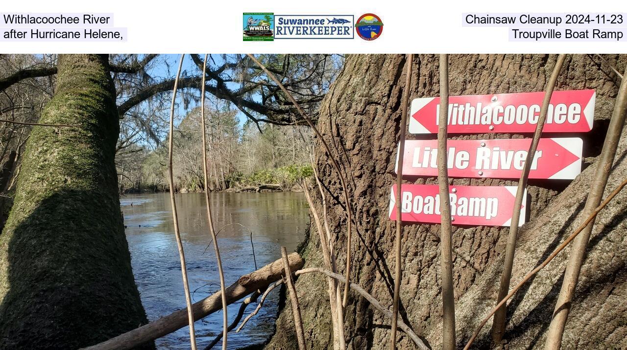 Withlacoochee River Chainsaw Cleanup 2024-11-23, after Hurricane Helene, Troupville Boat Ramp