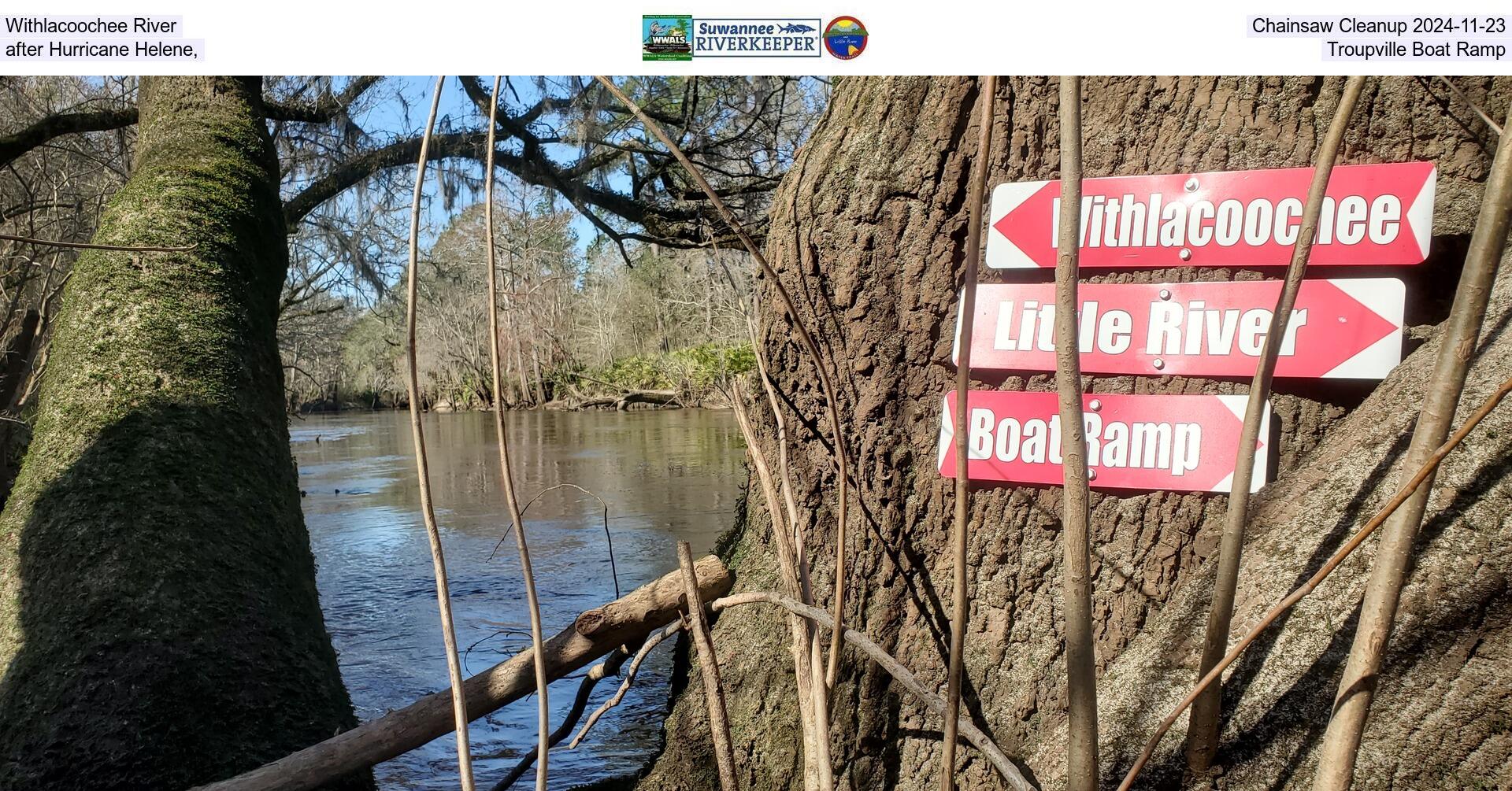 Withlacoochee River Chainsaw Cleanup 2024-11-23, after Hurricane Helene, Troupville Boat Ramp