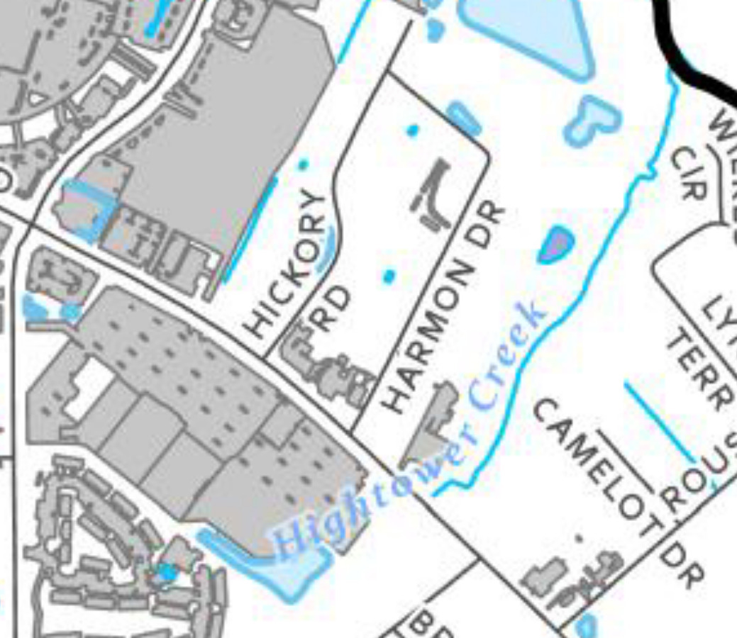 Hightower Creek in SGRC impervious surface map 2022-04-04